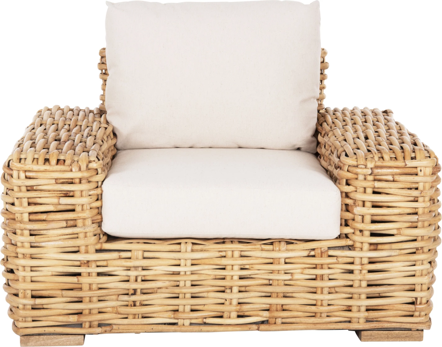 Zunanji ležalnik TROPEL FH9810 iz mangovega lesa in ratana naravno-bela z blazinami 110x88x70-85H cm