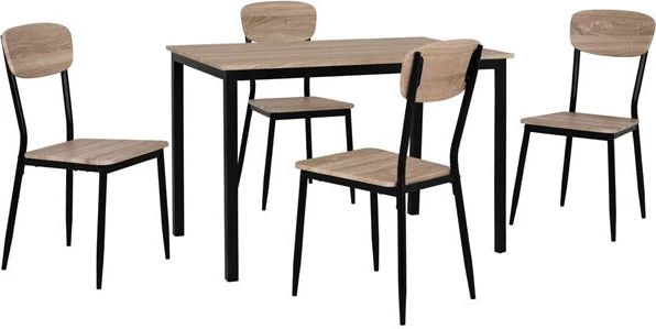 Set jedilna miza 5 kosov FH10339 s sonama namizjem in črnimi nogami 110x70x76cm
