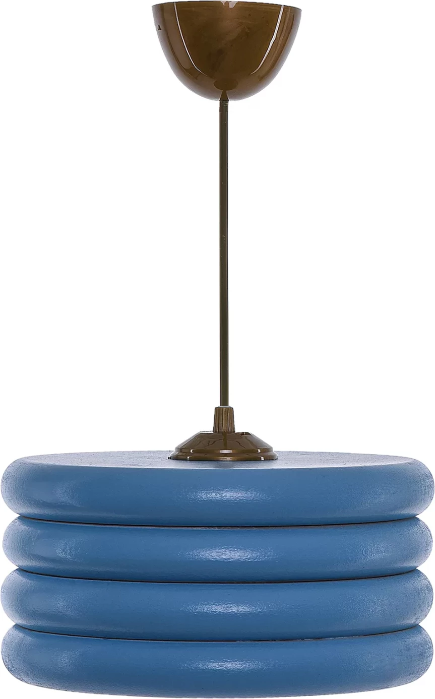 Stropna viseča svetilka FH7655.02, modri leseni obroči, Φ23x57