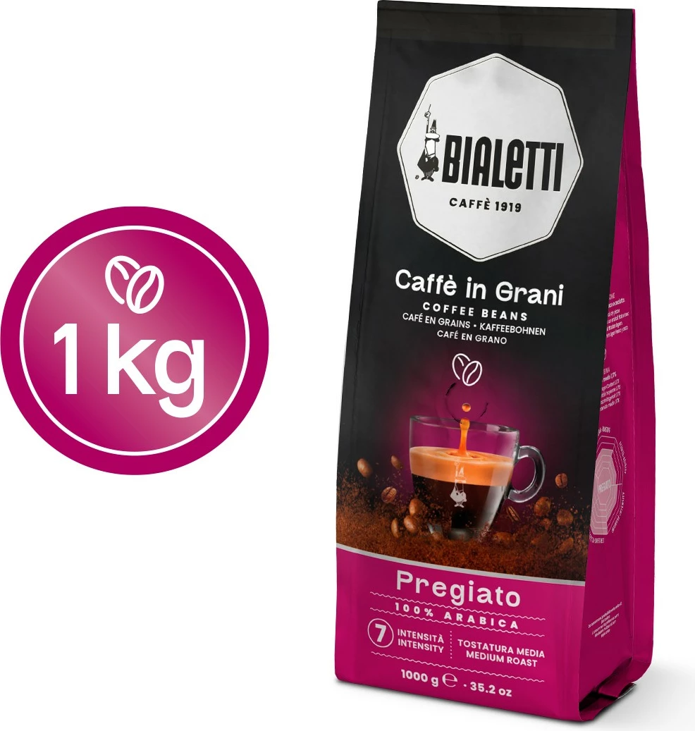 Zrna kave, 100% Arabica, srednje praženo, 1 kg — Bialetti Esperto Grani Pregiato