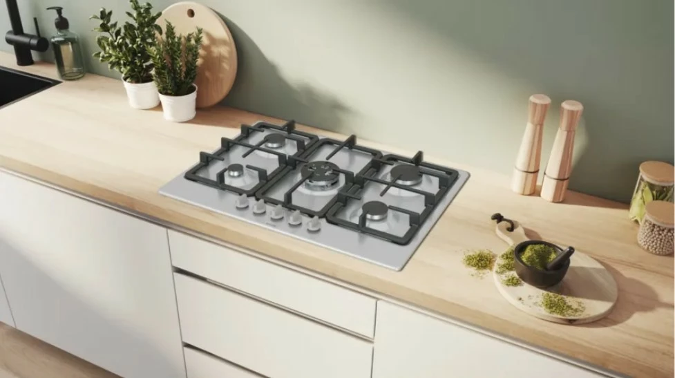 Plošča na plin, 5 kuhališč Bosch PGQ7B5K90, siva