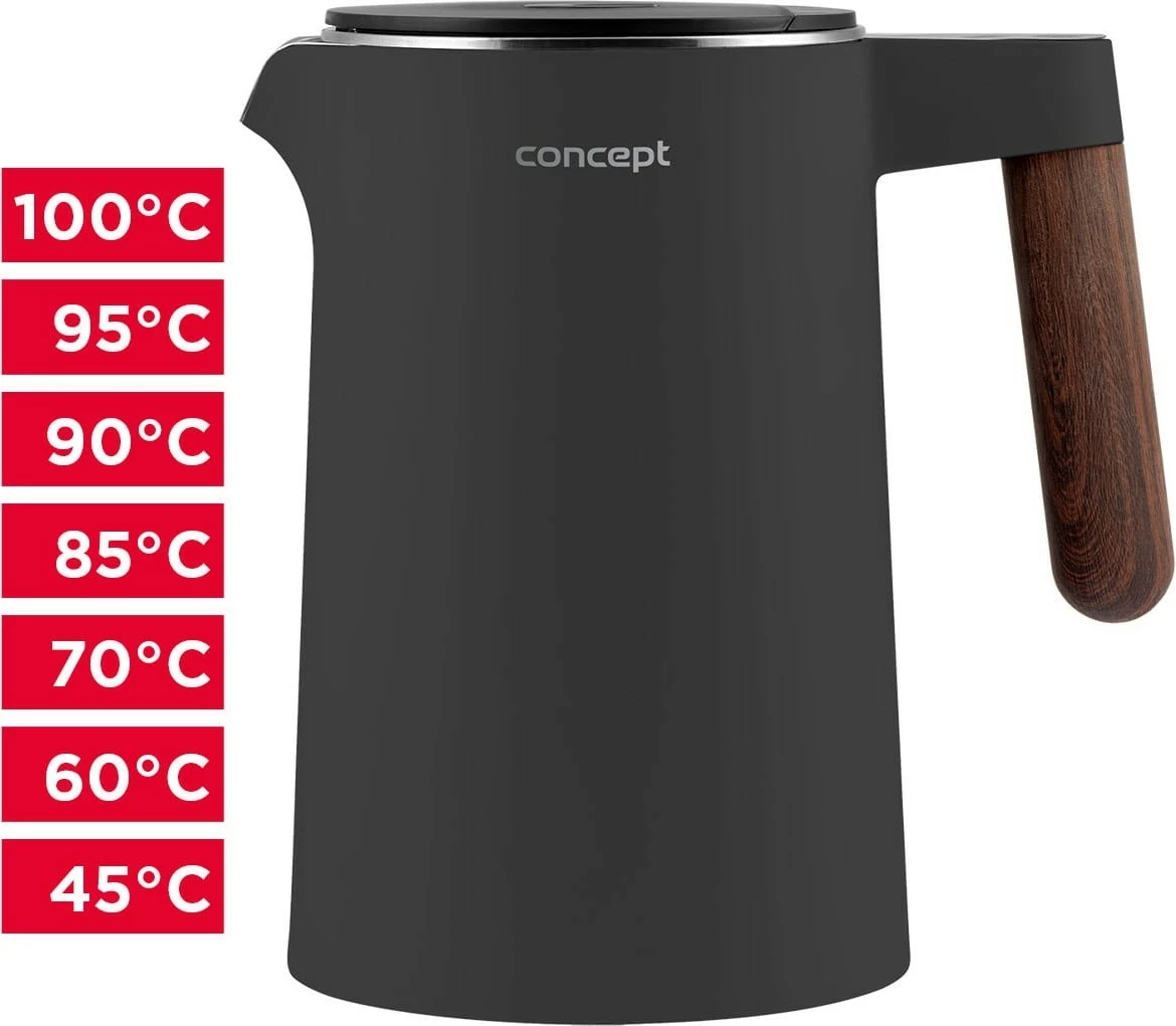 Električni ibrik, Concept RK3305 Norwood, 1,5 L, temno siva