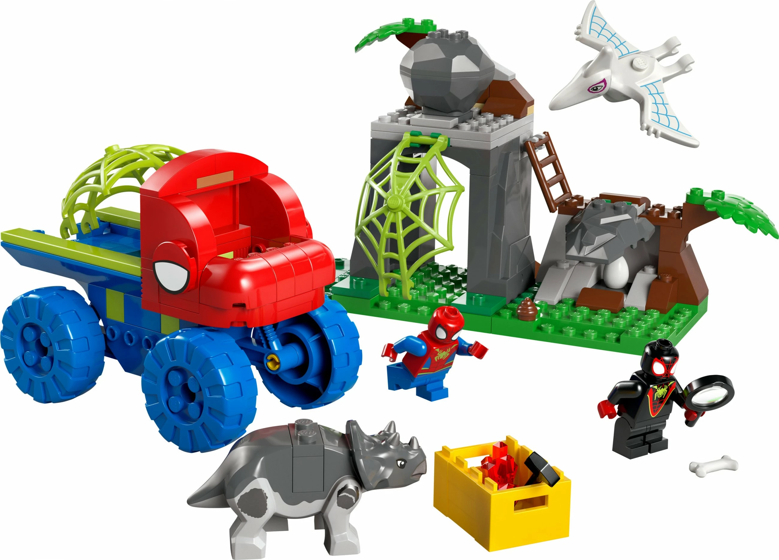Set gradnje Spideyjeva ekipa Dino Crawler Rescue LEGO Marvel 11199, 136 kosov, večbarven