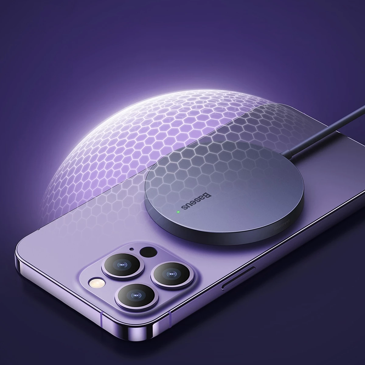 Brezžični polnilec, Baseus Simple Mini3, MagSafe, Qi, 15W, vijoličen