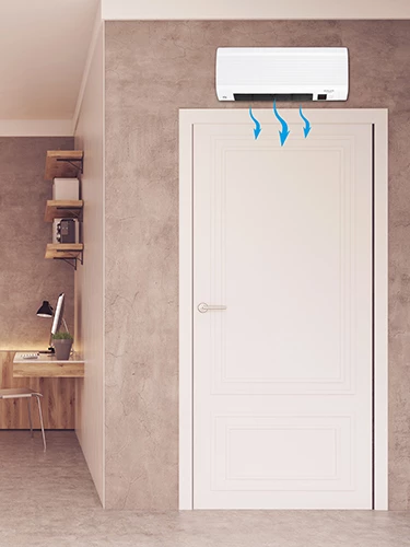 Grelna zračna zavesa za stensko montažo Adler AD 7714, max. 2200 W, 2 stopnji 1000/2000 W, keramični element, termostat 7–38 °C, tedenski časovnik, daljinski upravljalnik, bela