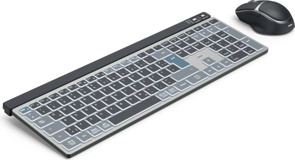 Komplet brezžične tipkovnice in miške, Hama WKM-750, QWERTY, črn