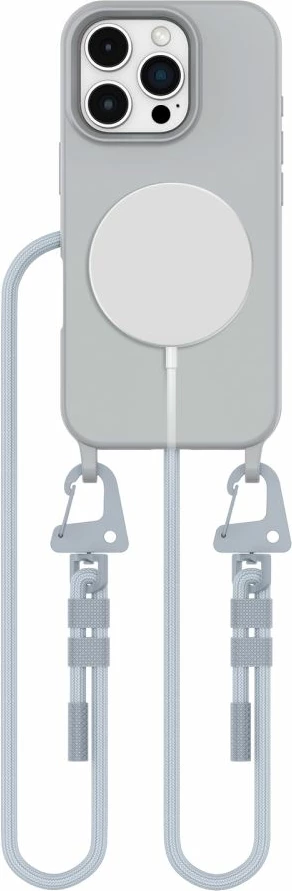 Ovitek z vrvico Magnecklace, Tech-Protect, za iPhone 16 Pro Max, siv