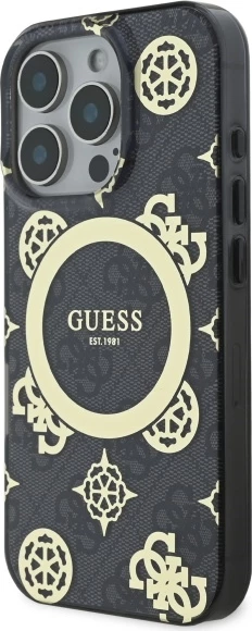 Ovitek za telefon Guess IML Peony On 4G za iPhone 16 Pro Max, črn