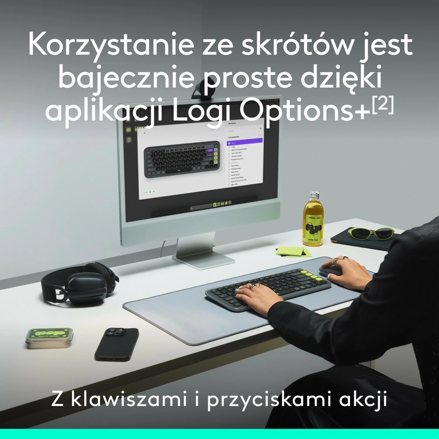 Brezžična tipkovnica in miška POP ICON Logitech, rožnata