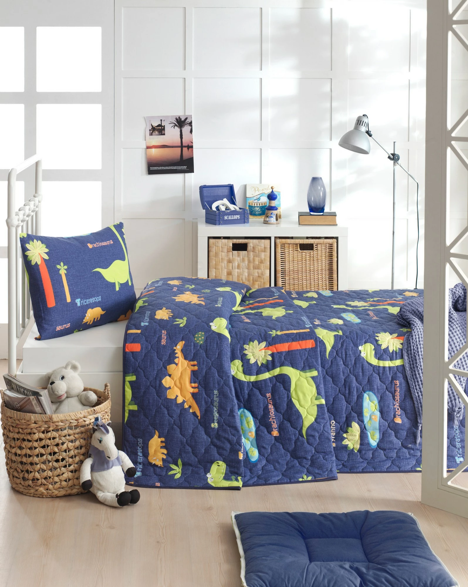 Pokrivalo za enojno posteljo L'essentiel Dinolar, temno modro