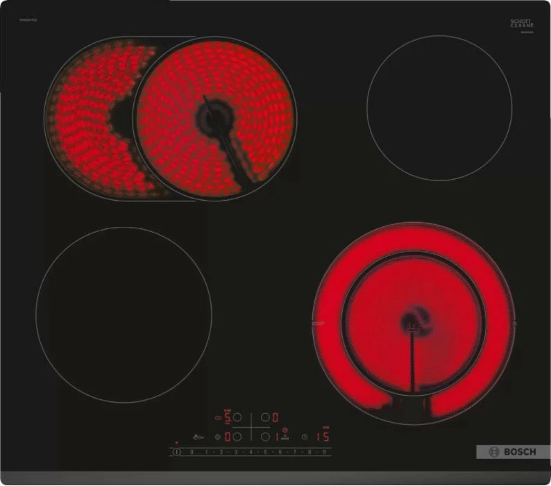 Keramična kuhalna plošča, 4 kuh. polja, na dotik, črna Bosch PKN631FP2E