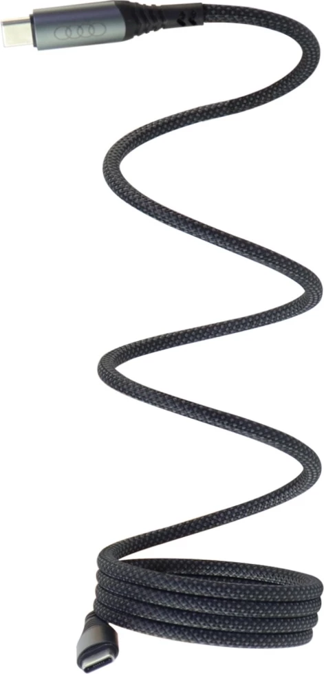 Kabel USB-C/USB-C, 1,2 m, 60 W, LCD zaslon, črn, Audi 2.0