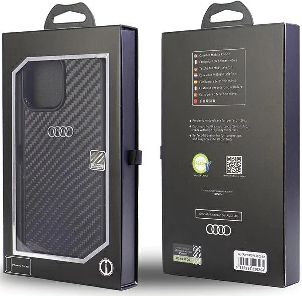 Ovitek z ogljikovimi za iPhone 13 Pro Max 6,7", črn - Audi