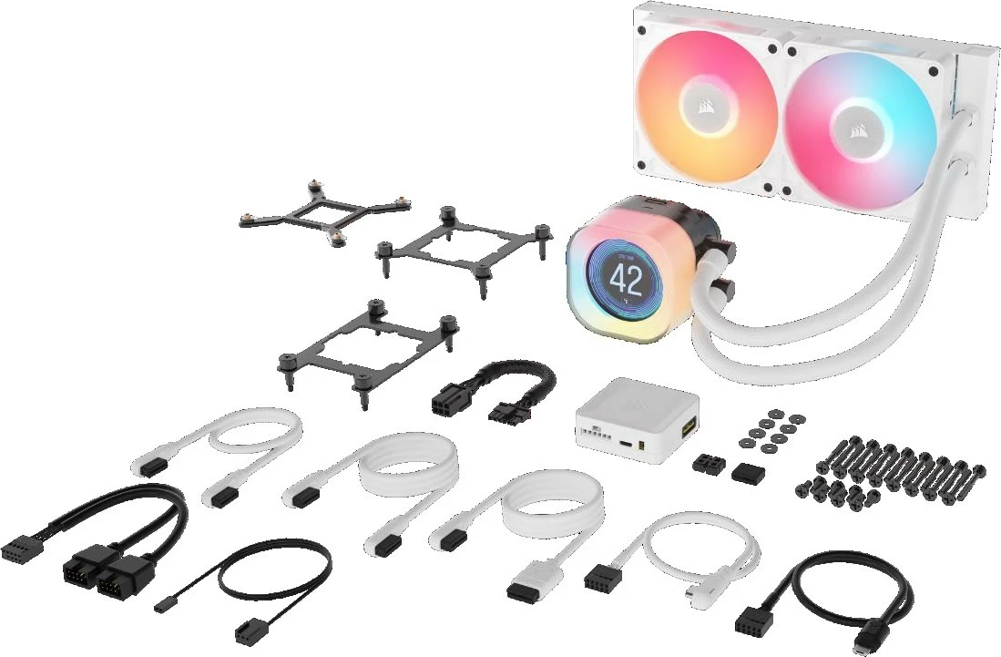 Hladilnik CPU z zaslonom Corsair iCUE LINK TITAN 240 RX LCD AIO, 240 mm, bel