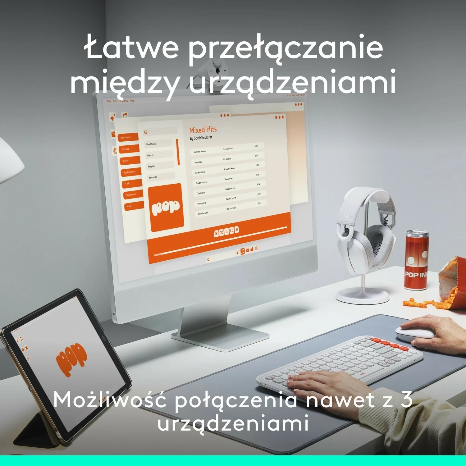 Brezžična tipkovnica in miška POP ICON Logitech, rožnata
