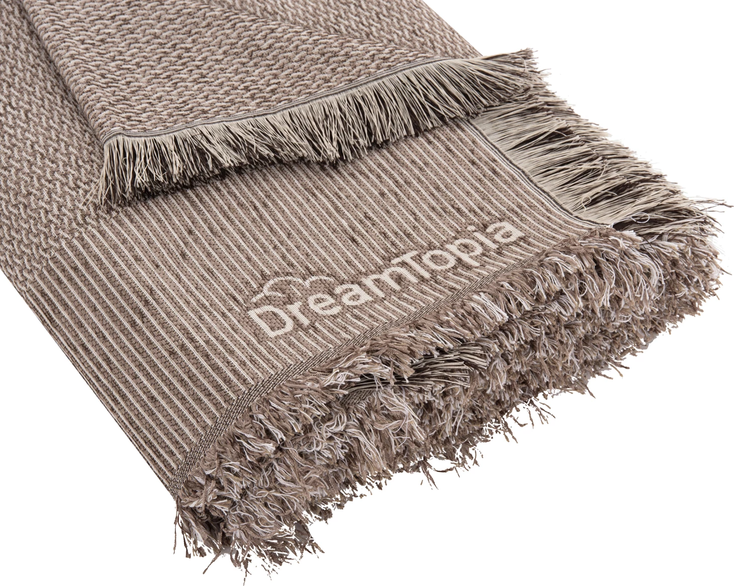 Prevleka za kavč z resicami DREAMTOPIA FH12162.10 v rjavi barvi 245X170cm