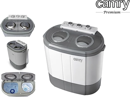 Prenosni pralni stroj 2-v-1, 3 kg pranje, 1 kg centrifuga, nizka poraba, dimenzije 570x350x540, bel/siv, Adler Camry CR 8052