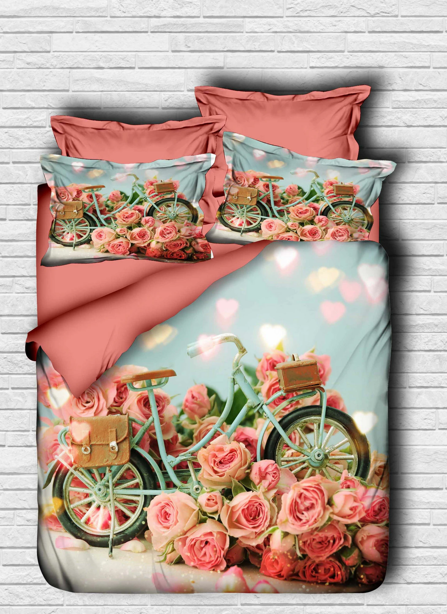 Komplet prevlek za odejo king size, L'essentiel, roza in modra, 3 kosi