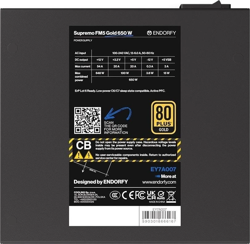 Napajalnik Endorfy Supremo FM5 Gold 650W (EY7A007)