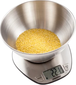 Kuhinjska tehtnica Adler MS 3152, 5 kg, natančnost 1 g, posoda 2 L, nerjaveče jeklo, INOX