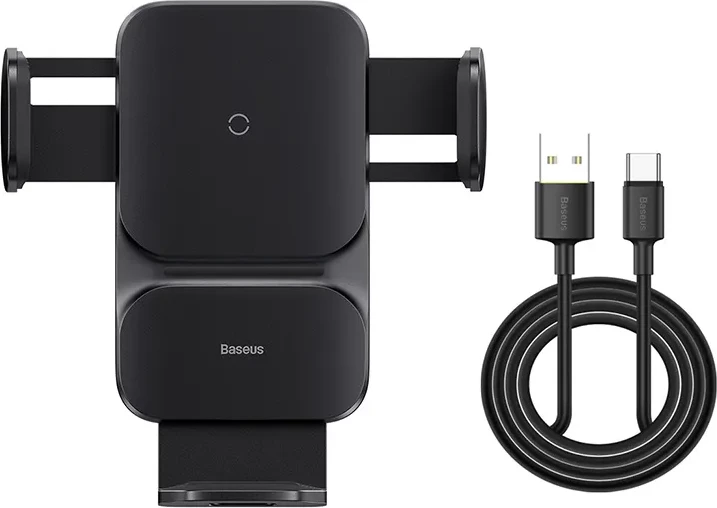 Držalo za telefon za avto z brezžičnim polnjenjem 15W, Baseus Wisdom CGZX000001, črno