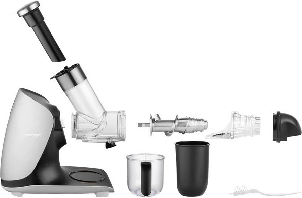 Počasen sokovnik za sadje in zelenjavo Concept Nutriboost LO7250, 200 W, 0,6 L, inox vijak, odprtina 76 mm, 65 dB, črno/krom