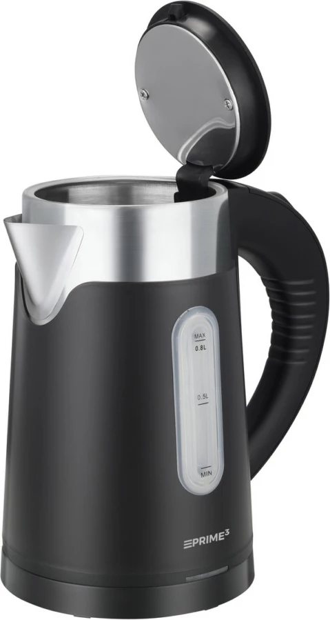 Električni čajnik PRIME3 SEK12, 0,8 L, 800 W, črn/nerjaveče jeklo