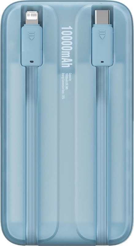 Powerbank, 10.000 mAh, 22,5 W, z zaslonom, USB-C/Lightning/USB-A, modra – Baseus Comet Series PPMD020003 + kabel USB-A na USB-C 0,3 m, bel