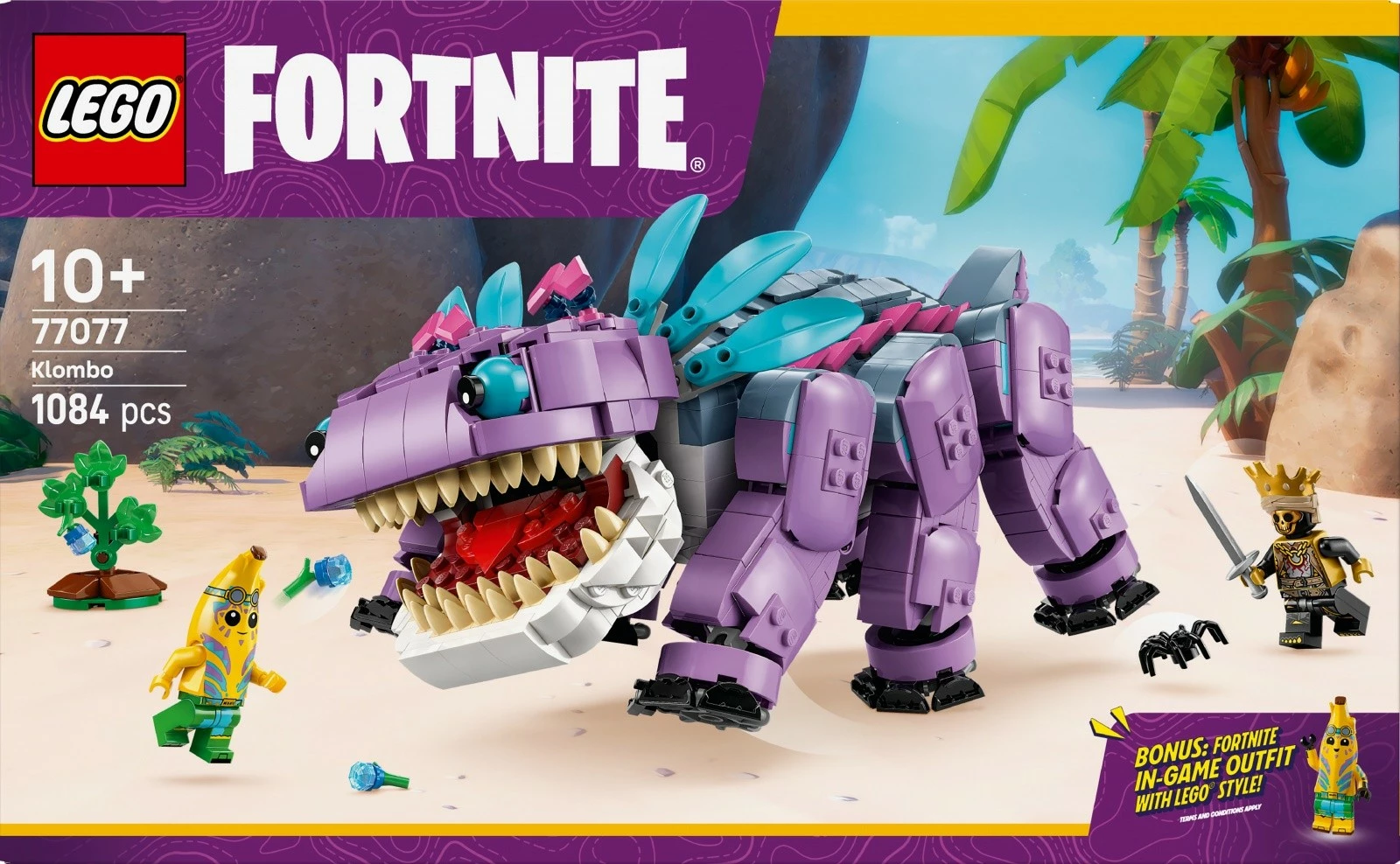 Set za sestavljanje LEGO Fortnite Klombo 77077, 1084 delov, za otroke 10+, vijoličen