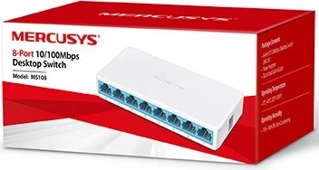 Neupravljan preklopnik, Mercusys MS108, 8 vrat, bel Neupravljan preklopnik, Mercusys MS108, 8 vrat, bel