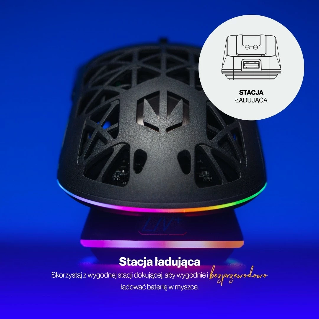 Brezžični miš Endorfy LIV Plus, RGB, 26000 DPI, črn