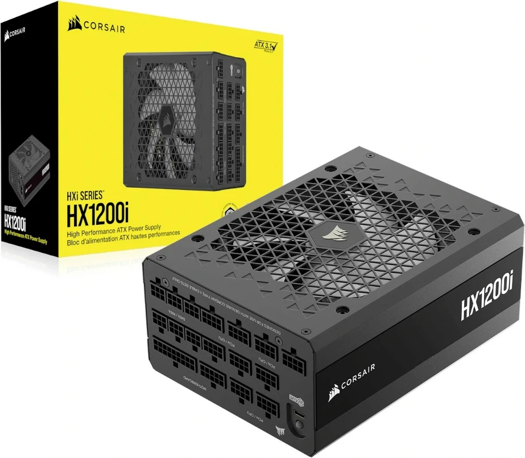 Napajalnik 1200W, 80 PLUS Platinum, modularen Corsair HX1200i, črn