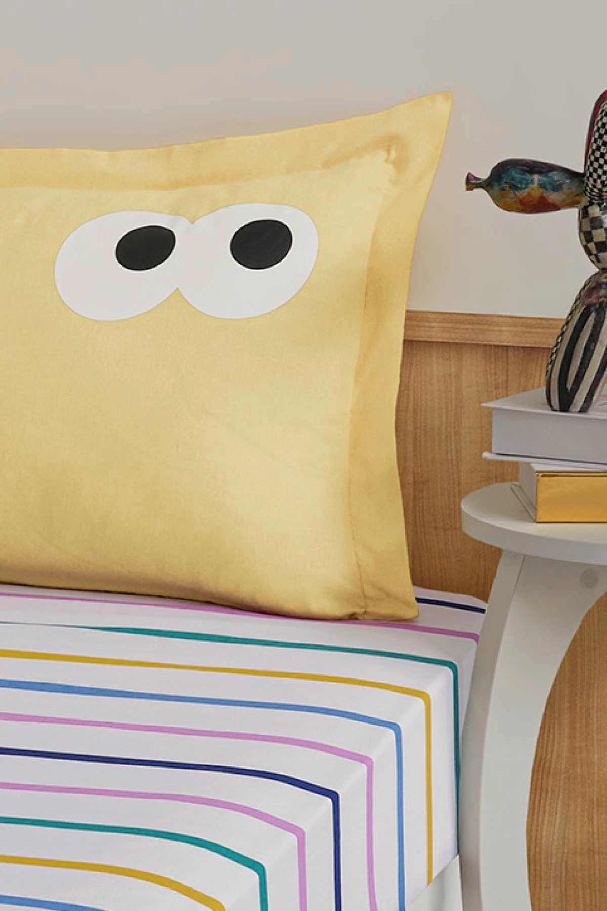 Enodelni komplet rjuhe, Funny Črtast, rumen