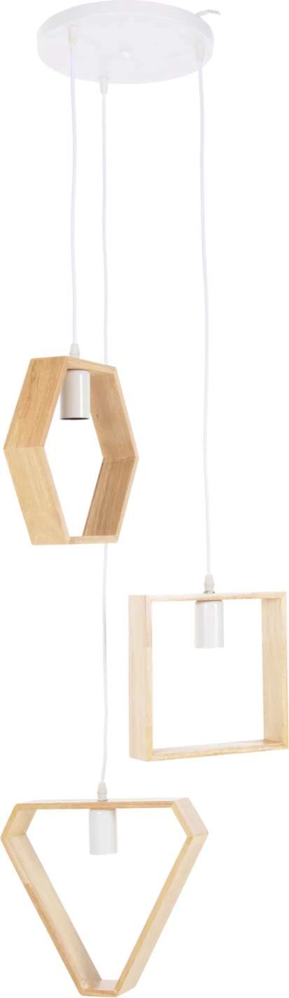 Stropna viseča svetilka FH4072 3-lučna lesene geometrijske oblike