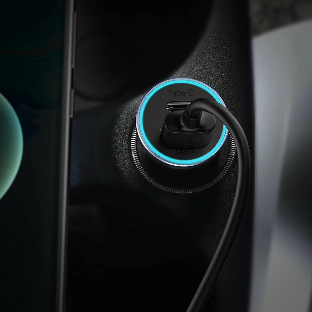 Avtopolnilec, 40 W, 2 vrata USB/USB-C, z USB-C na Lightning kablom, siv — Baseus Golden Contactor Pro