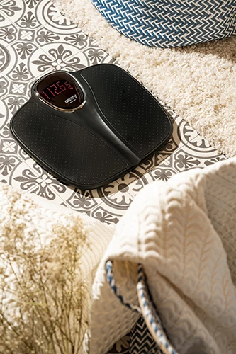 Kopalniška tehtnica Adler CR 8171, 180 kg, LED zaslon, način tehtanja dojenčka, 29,5x33,5 cm, črna