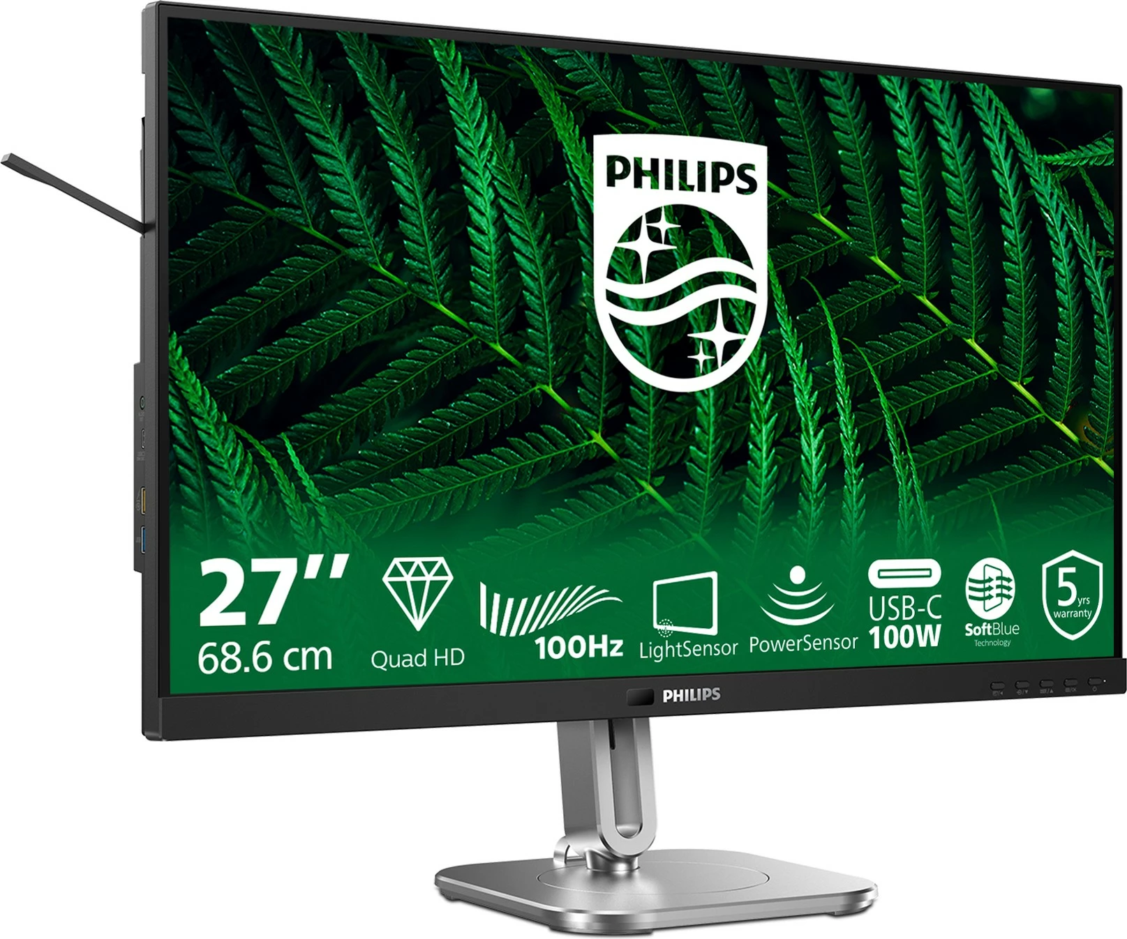 Monitor 27-palčni, Quad HD, 100 Hz, USB-C 100W, Philips 27B2G5601, črn