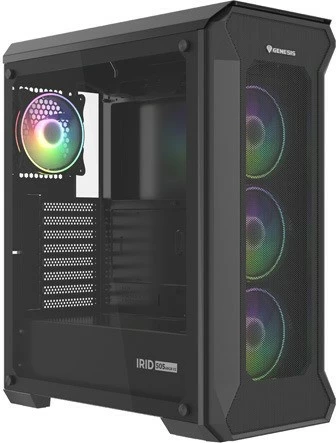 Računalniško ohišje Genesis Irid 505 V2 ARGB, Midi Tower, 4x ARGB ventilatorji, ATX/Micro ATX/Mini ITX, črno