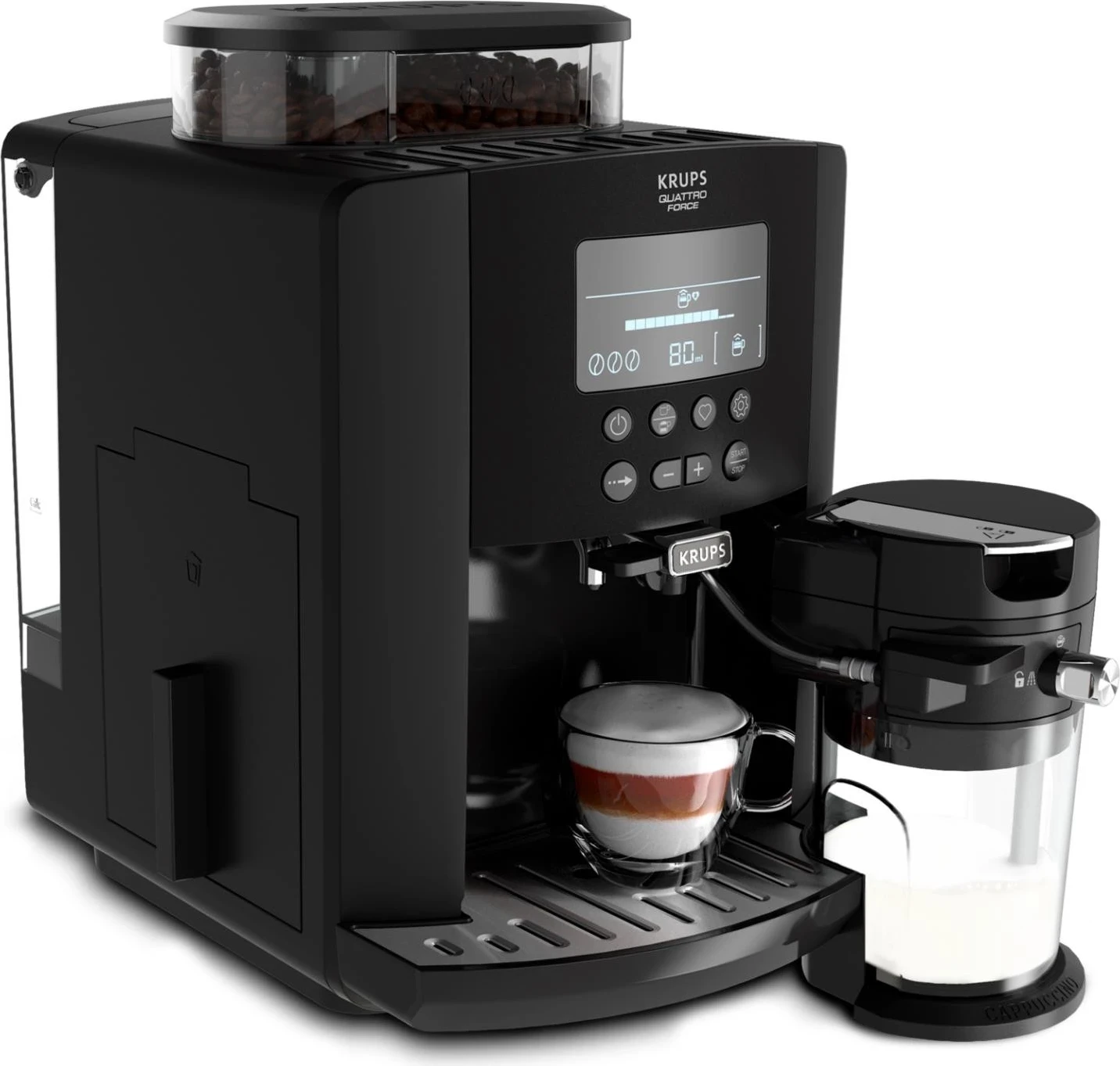 Avtomatski kavni aparat Krups EA819N Arabica Latte, črn