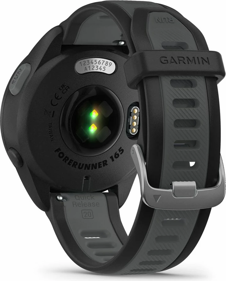 Pametna ura z glasbo, Garmin Forerunner 165 Music, 43 mm, AMOLED, GPS, črna/srebrn pašček
