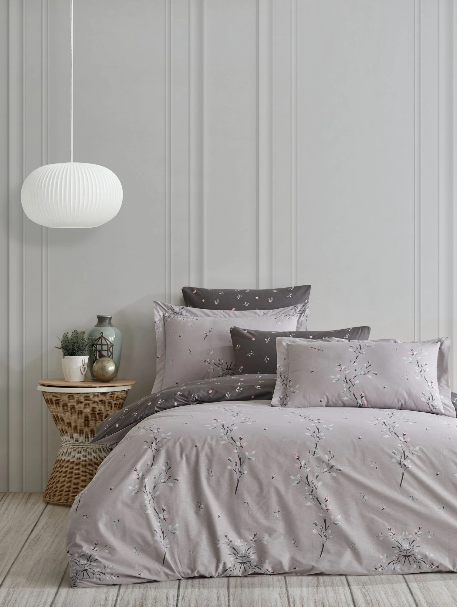 Prevleka za enojno odejo Ranforce L'essentiel, siva, 135 x 200 cm