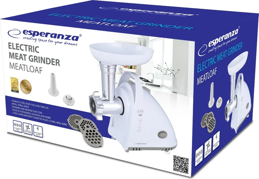 Električni mlinček za meso Esperanza EKM031, 2000 W, bel