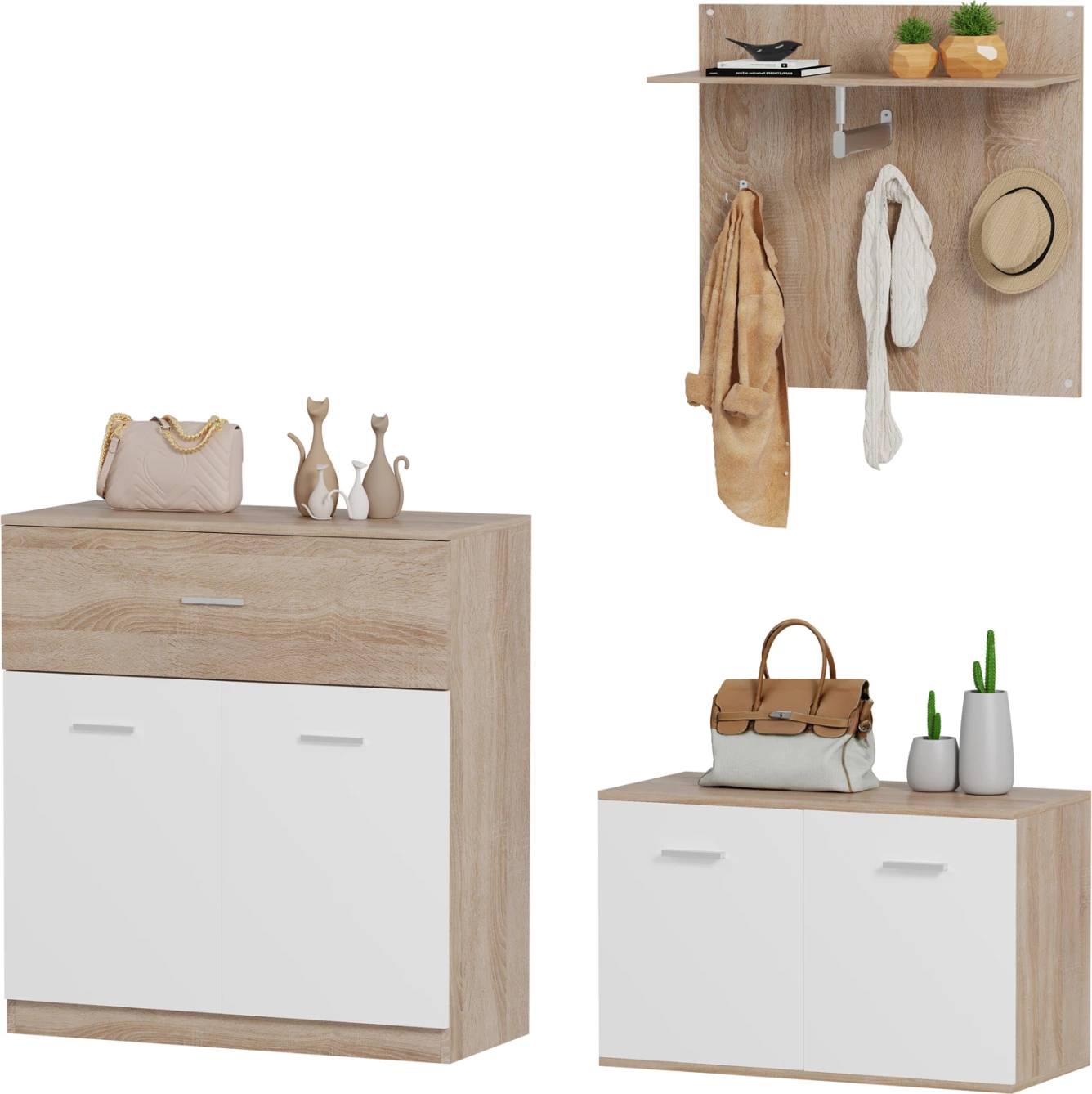 Vhodni set 3 kosi DIONNE FH21058 melamin v sonoma-beli