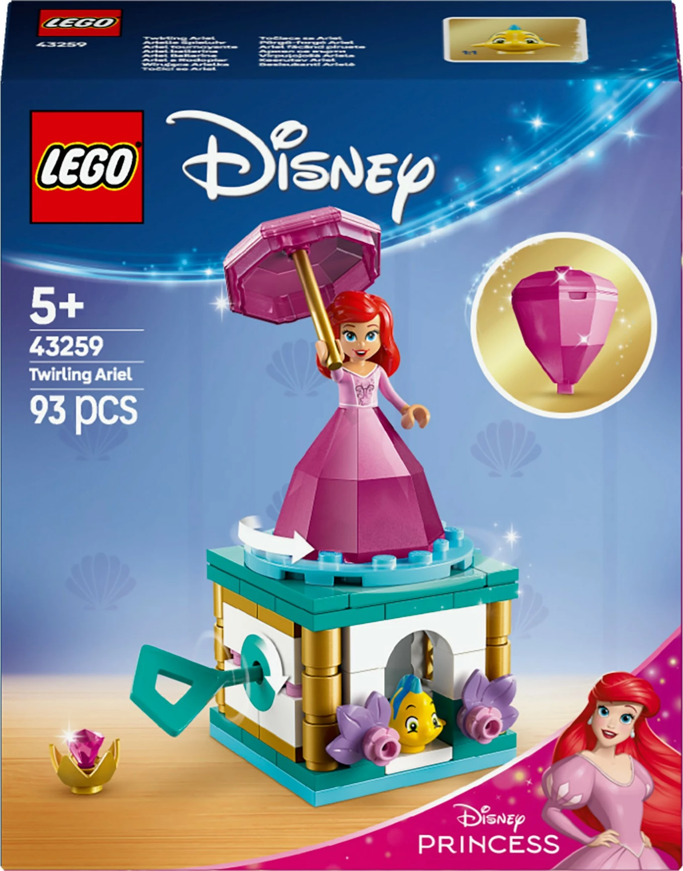 Set za gradnjo Disney Princess Ariel, LEGO 43259, 93 kosov, večbarven