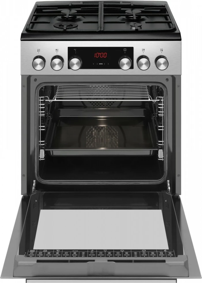 Kuhinjski štedilnik Amica 6123GE3.39HZpTsDpFA(XsxV) PIZZA, 77 l, 4 kuhališča, črn/inox