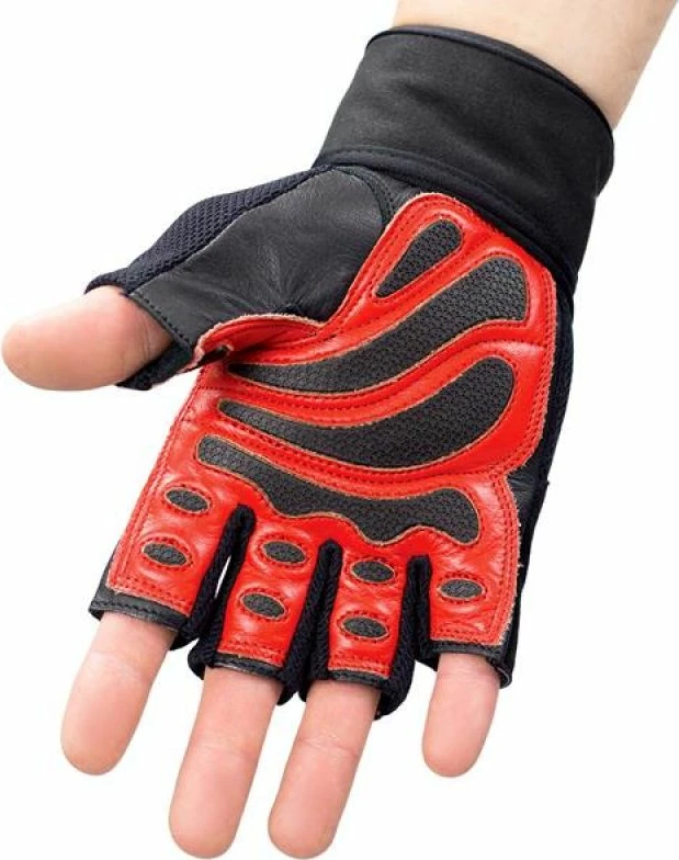Dlančne rokavice za fitnes HMS, črno/rdeče