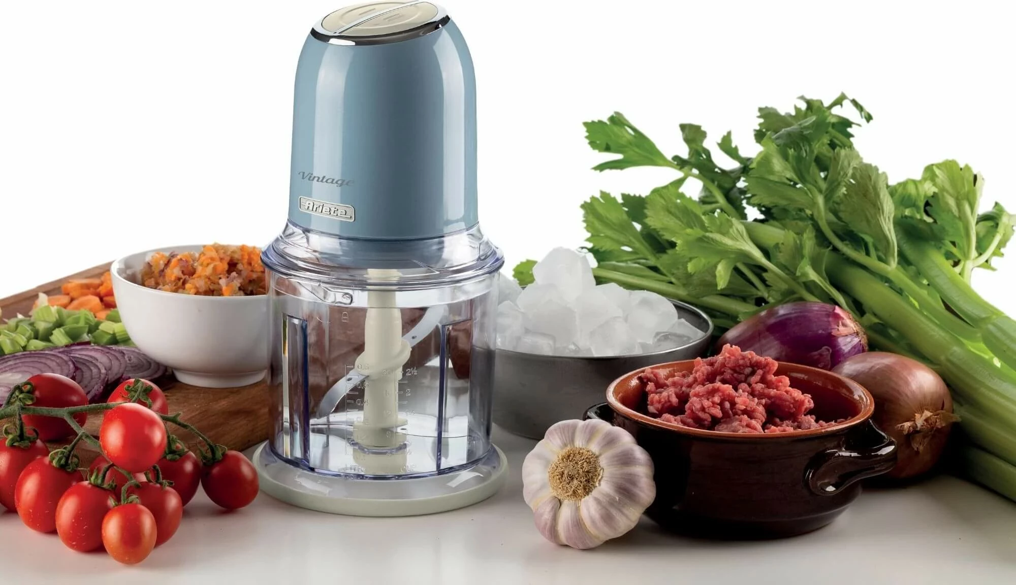 Rahljalnik / sesekljalnik s retro dizajnom Ariete Vintage 0438, 600 ml, 400 W, nebeško moder