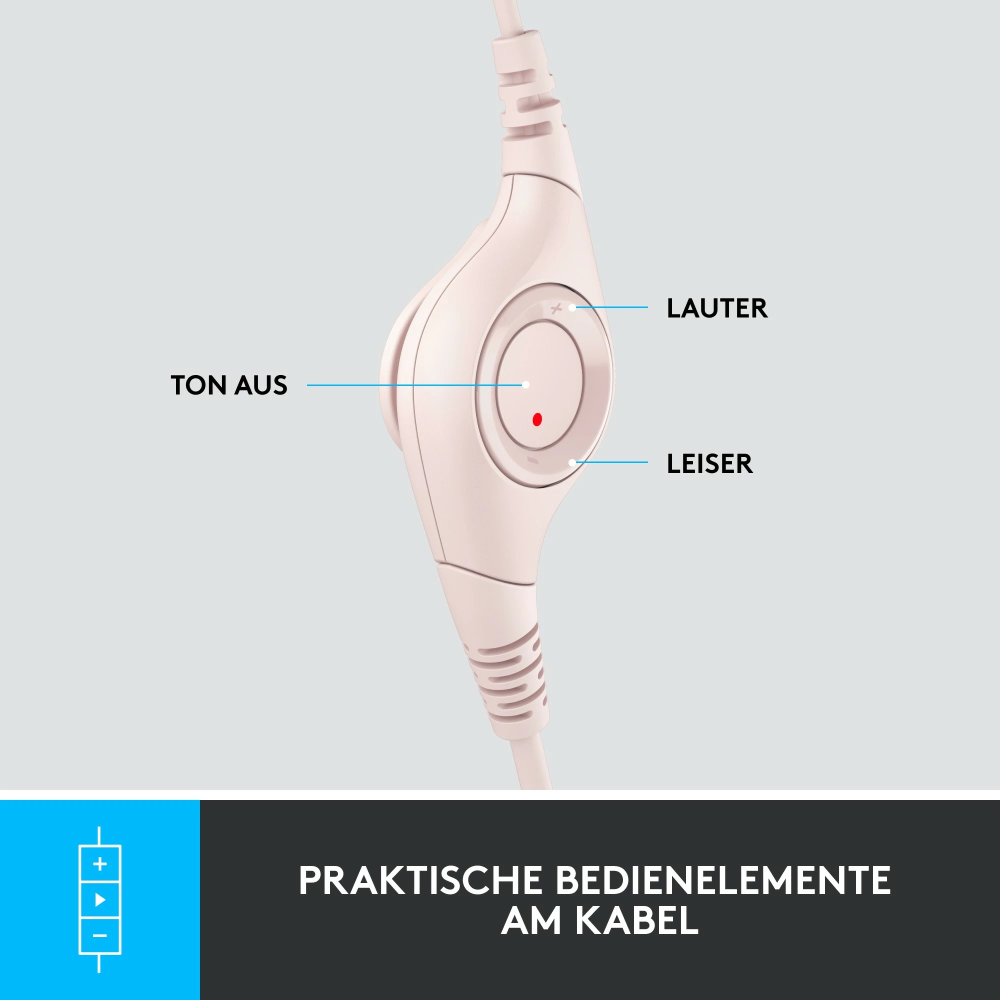 Kabelske slušalke z mikrofonom, Logitech H390, USB-A, roza