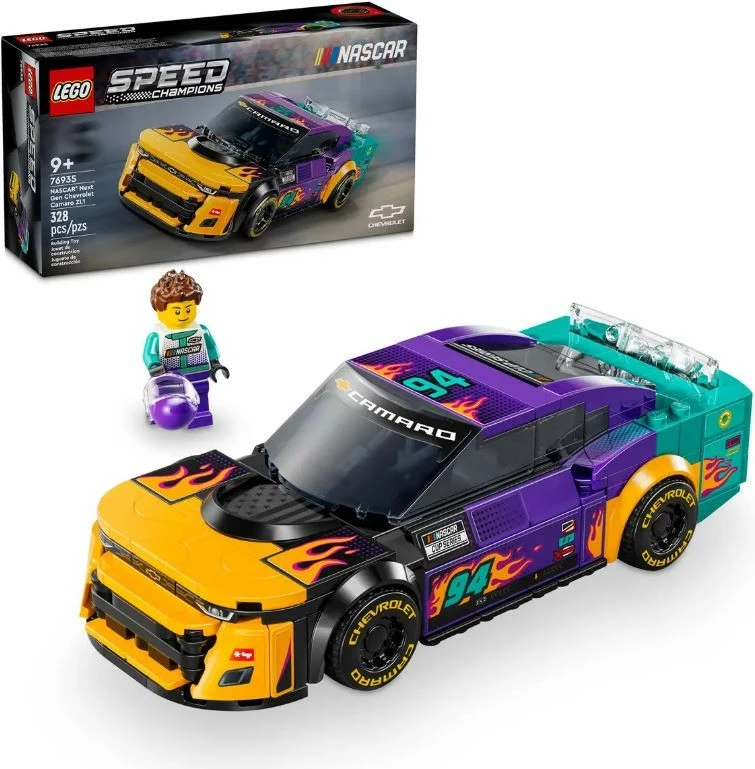Dirkalni komplet LEGO Speed Champions NASCAR Next Gen Chevrolet Camaro ZL1, 328 kock, za otroke 9+ let, večbarven