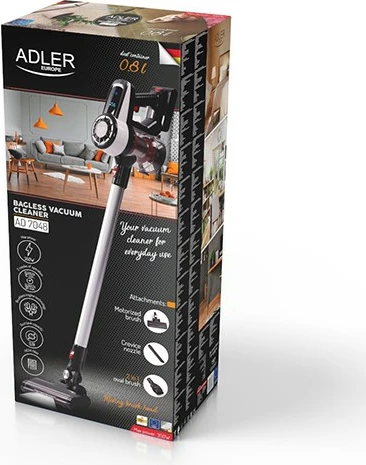 Brezilska sesalnik brez kabla Adler AD 7048, 0,8 L, črn/rdeč/bel